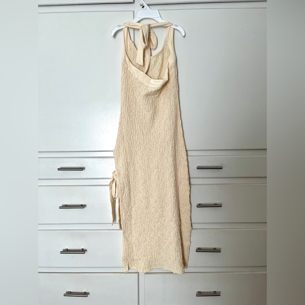 Free People Sea Foam Cream Halter Midi Dress with Side Bow size medium - Picture 8 of 14